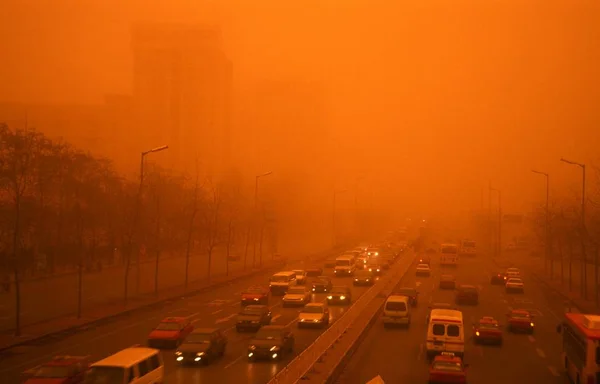 Fuertes Tormentas Arena Beijing Marzo 2002 —  Fotos de Stock