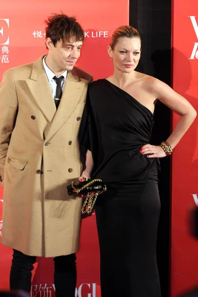 British Supermodel Kate Moss Right Her Boyfriend British Musician Jamie — Stock Photo, Image