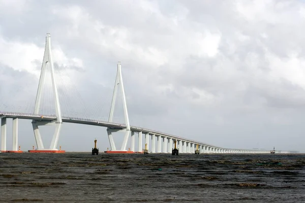 Doğu Chinas Zhejiang Eyaletinde Hangzhou Körfezi Köprüsü Görünümü Temmuz 2008 — Stok fotoğraf