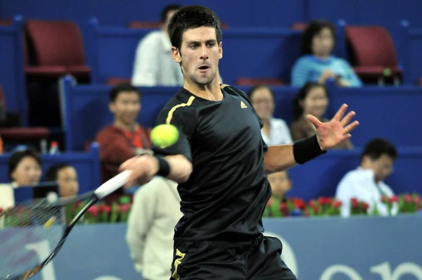 Novak Djokovic Serbiens Tävlar Mot Juan Martin Del Potro Argentina — Stockfoto