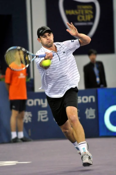 Andy Roddick Usa Tävlar Mot Andy Murray Storbritannien Singelmatch Atp — Stockfoto