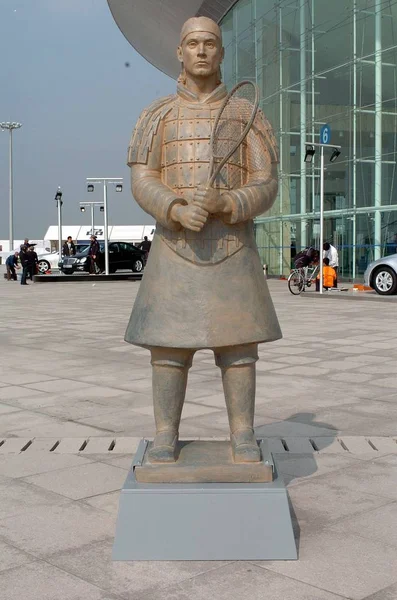 View Terracotta Statue David Ferrer Zhong Tennis Center Shanghai November — Stock Photo, Image