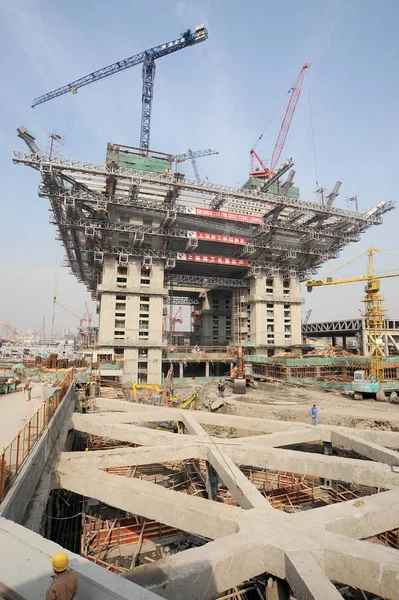 Vista Del Sitio Construcción Del Pabellón Chino Sitio Exposición Pudong — Foto de Stock