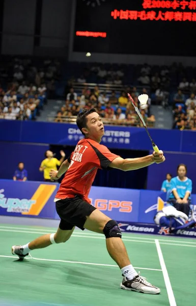 Taufik Hidayat Indonesia Competes Hashim Hafiz Malaysia Mens Singles Match — Stock Photo, Image