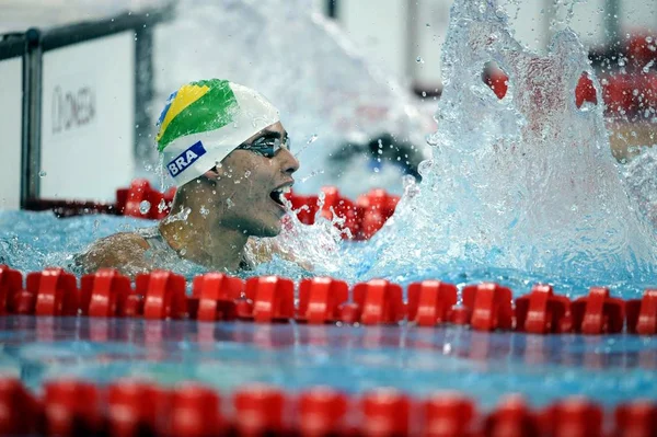 Brazils Daniel Dias Slaví Zlaté Medaili Pánská 100 Freestyle Během — Stock fotografie