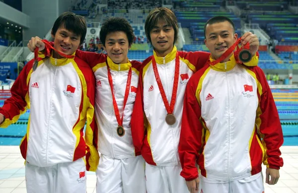 Chinas Swimmers Xiong Xiaoming Wei Yanpeng Wang Xiaofu Guo Zhi — Stock fotografie