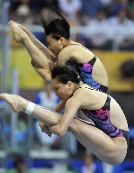 Chinas Guo Jingjing Minxia Druing Womens Synized Diving Beijing Olympic —  Fotos de Stock