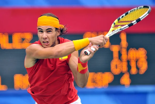 Rafael Nadal Espanha Compete Contra Fernando González Chile Final Dos — Fotografia de Stock