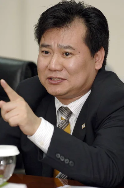 Zhang Jindong Suning Appliance Csoport Elnöke Egy Találkozó Során Székhelye — Stock Fotó