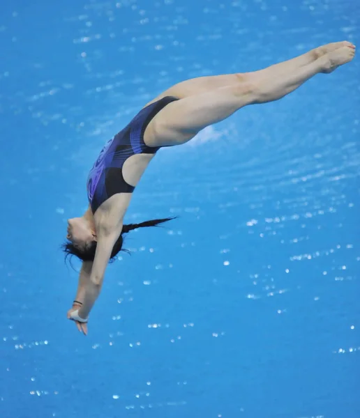 Chinas Guo Jingjing Nurkowania Podczas Finału Damskie Springboard Nurkowanie Pekin — Zdjęcie stockowe