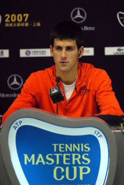 Novak Djokovic Serbia Press Conference Defeated Richard Gasquet France Match — Stock Photo, Image