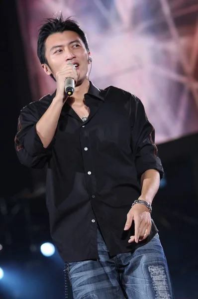 Nicholas Tse Cantante Hong Kong Actúa Durante Concierto Shanghái Septiembre — Foto de Stock