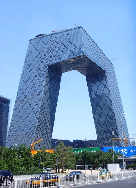 Vista Nova Torre Cctv Nova Sede Televisão Central China Pequim — Fotografia de Stock