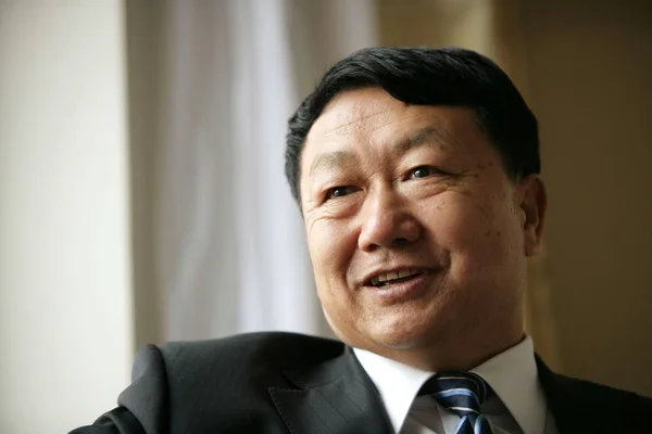 Zhou Furen Πρόεδρος Της Xiyang Group Κατά Διάρκεια Συνέντευξης Στο — Φωτογραφία Αρχείου