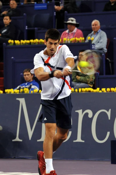 Novak Djokovic Serbii Konkuruje Richard Gasquet Francji Podczas Meczu Turnieju — Zdjęcie stockowe