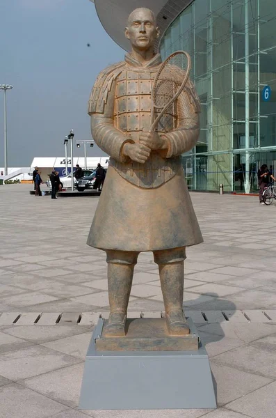 View Terracotta Statue Nikolay Davydenko Zhong Tennis Center Shanghai November — Stock Photo, Image