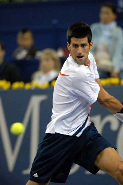 Novak Djokovic Sérvia Compete Contra David Ferrer Espanha Durante Uma — Fotografia de Stock