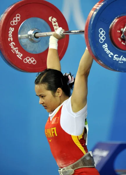 Chinas Chen Xiexia Concourt Lors Haltérophilie Des Jeux Olympiques Pékin — Photo