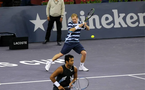 Lukas Dlouhý Tjeckiska Tillbaka Och Leander Paes Indien Front Tävla — Stockfoto