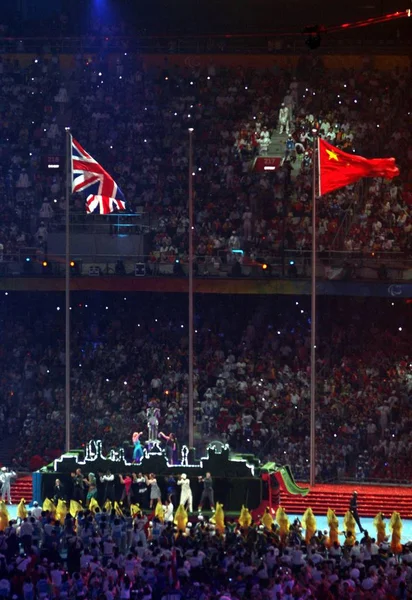 Dansere Underholdere Opptrer Avslutningsseremonien Paralympiske Leker Beijing 2008 National Stadium – stockfoto