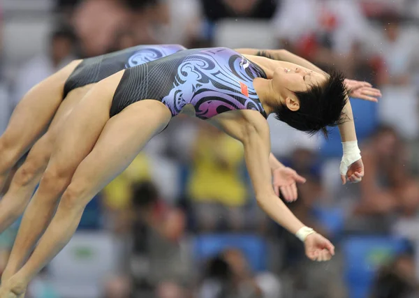 Wang Xin Ruolin 女性の中には同期 メートル高飛び込み北京オリンピックで 北京では 2008 日です 王と陳は 金目たるを獲得 — ストック写真
