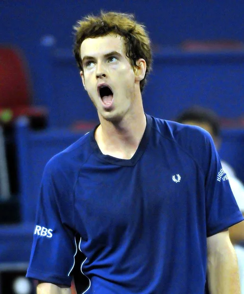 Andy Murray Grande Bretagne Réagit Dans Match Simple Atp Tennis — Photo