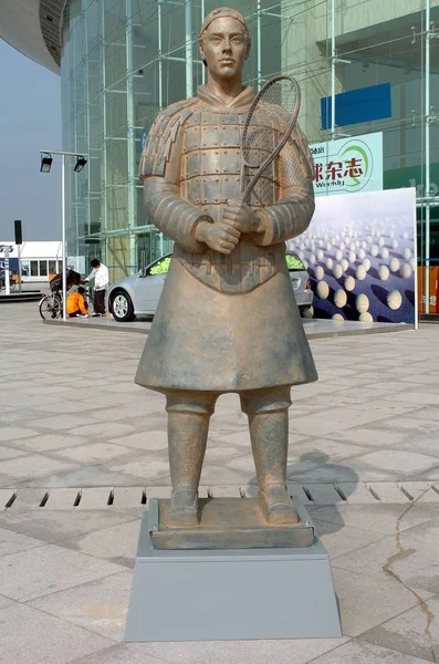 Vista Estatua Terracota Richard Gasquet Zhong Tennis Center Shanghai Noviembre — Foto de Stock