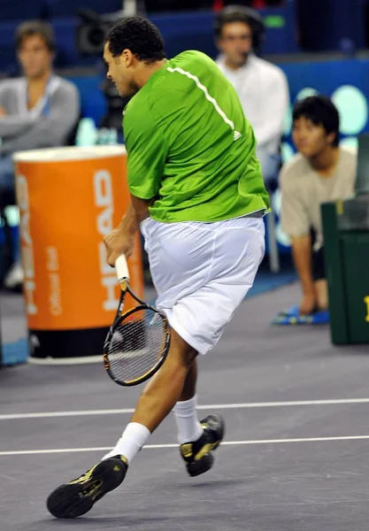 Wilfried Tsonga França Compete Contra Novak Djokovic Sérvia Uma Partida — Fotografia de Stock