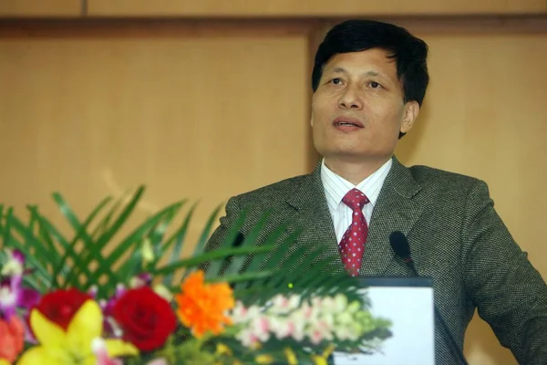 Xie Fuzhan Director National Bureau Statistics Nbs Speaks Presentation Tsinghua — 스톡 사진
