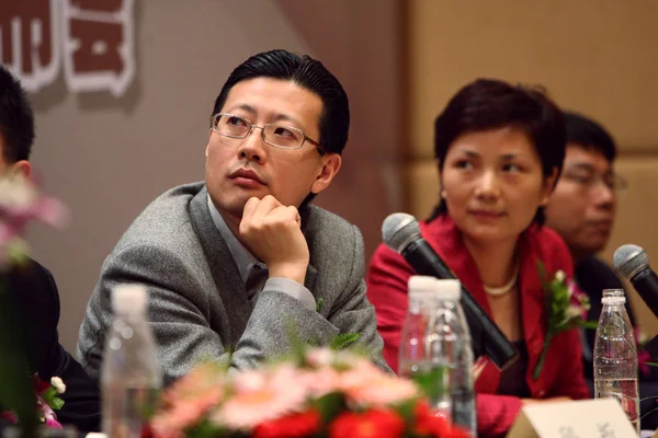 Шэнь Нанпенг Слева Основатель Управляющий Партнер Sequoia Capital China Ван — стоковое фото