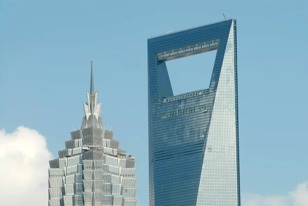 Vista Torre Jinmao Izquierda Centro Financiero Mundial Shanghai Distrito Financiero —  Fotos de Stock