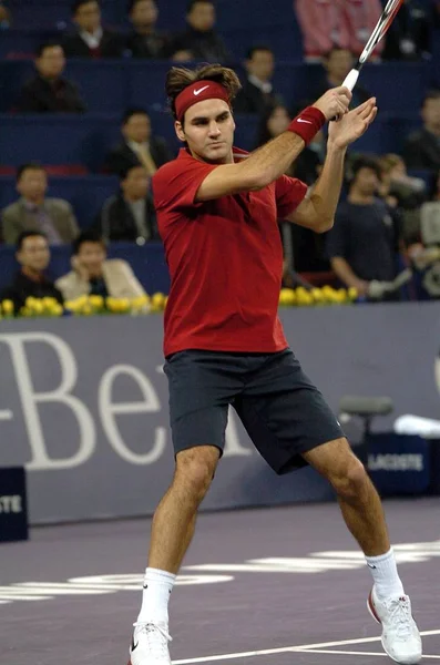 Roger Federer Schweiz Tävlar Mot Fernando Gonzalez Chile Match Tennis — Stockfoto