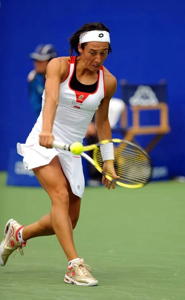 Francesca Schiavone Itália Compete Contra Chinas Uma Partida Tênis Womens — Fotografia de Stock