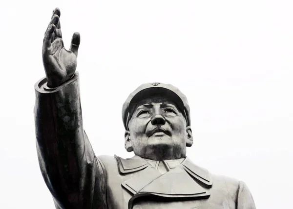Visa Mätare Tall Rostfritt Stål Staty Mao Zedong Chongqing Medical — Stockfoto