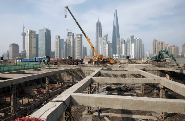 Vue Site Construction Centre Tourisme Maritime Dans Région Shiliupu Bund — Photo