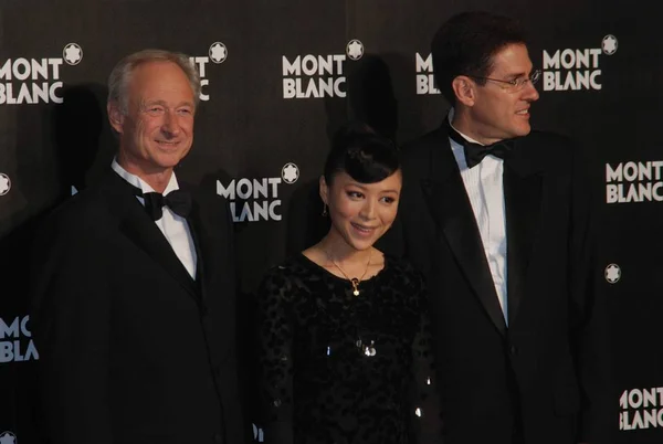 Actriz China Zhang Jingchu Posa Con James Siano Derecha Presidente — Foto de Stock