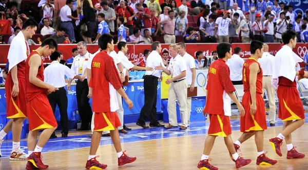 Członkowie Chin Czują Się Sfrustrowani Utracie Koszykówki Męskie Ćwierćfinał Gry — Zdjęcie stockowe