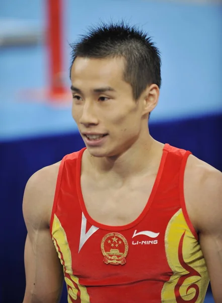 Chinas Xiao Qin Durante Mens Pommel Cavallo Della Ginnastica Artistica — Foto Stock