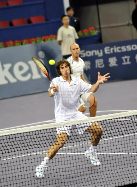 Pablo Cuevas Uruguay Devant Luis Horna Pérou Derrière Affrontent Wesley — Photo