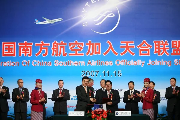 Vista Uma Cerimônia Assinatura China Southern Airlines Para Participar — Fotografia de Stock