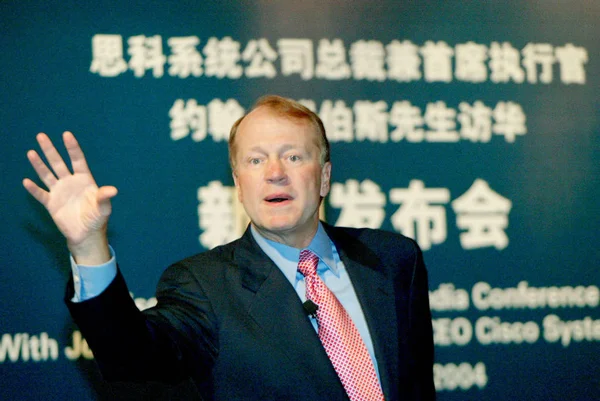 John Chambers Presidente Ceo Cisco Systems Discursa Durante Uma Conferência — Fotografia de Stock