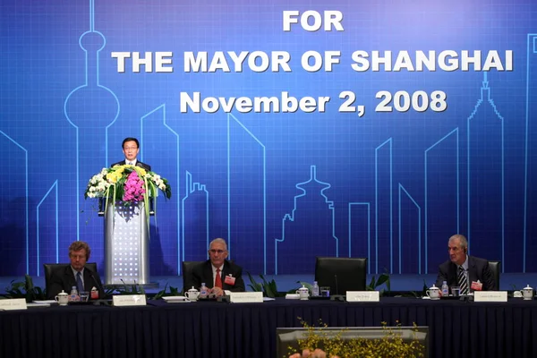 Han Zheng Vuelta Alcalde Shanghai Pronuncia Discurso Mientras Jacob Wallenberg —  Fotos de Stock
