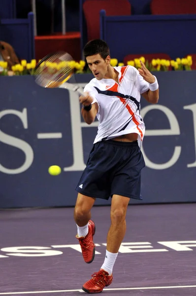 Novak Djokovic Della Serbia Gareggia Contro Richard Gasquet Della Francia — Foto Stock