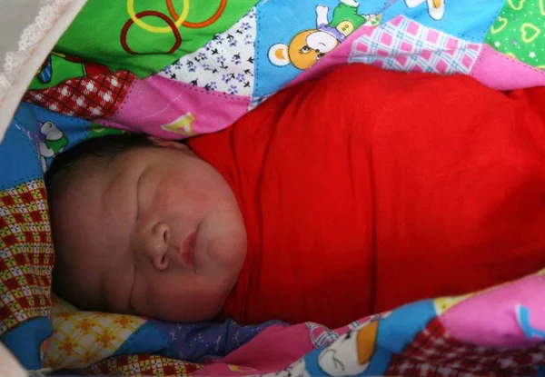2008年10月2日 ギネス世界記録に登録された2 36メートル 7フィート 9インチ の生まれたばかりの赤ちゃん Bao Xishun と妻のXia Shujuanは — ストック写真