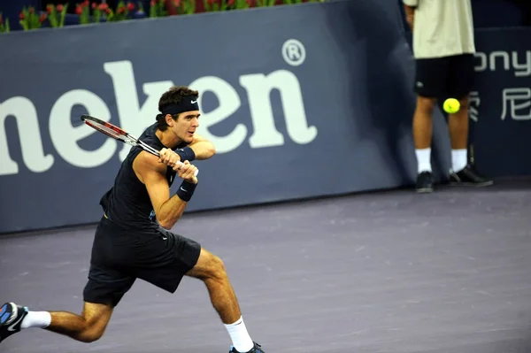 Juan Martin Del Potro Argentine Concourt Contre Novak Djokovic Serbie — Photo