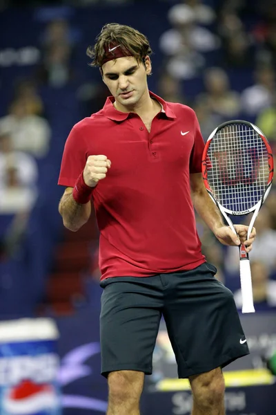 Världens Roger Federer Schweiz Tävlar Mot Nikolay Davydenko Ryssland Match — Stockfoto