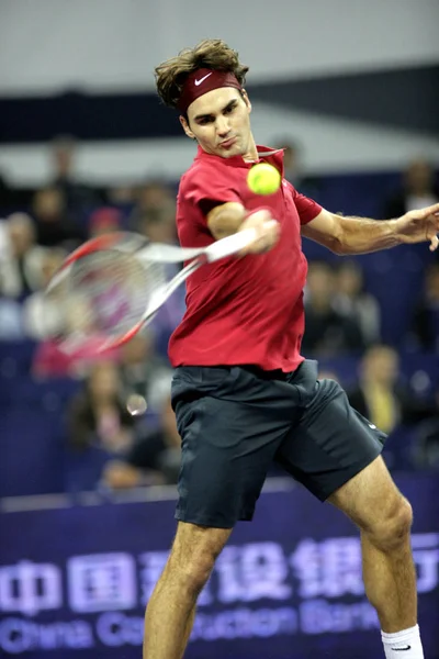 World Roger Federer Suíça Compete Contra Nikolay Davydenko Rússia Durante — Fotografia de Stock