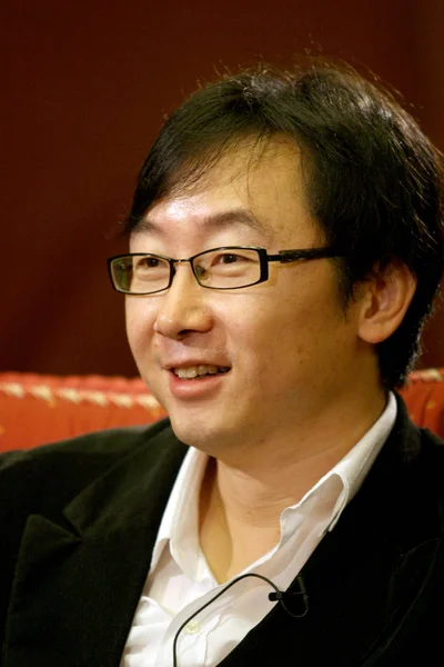 Diretor Chinês Chuan Durante Talk Show Xangai Outubro 2008 — Fotografia de Stock