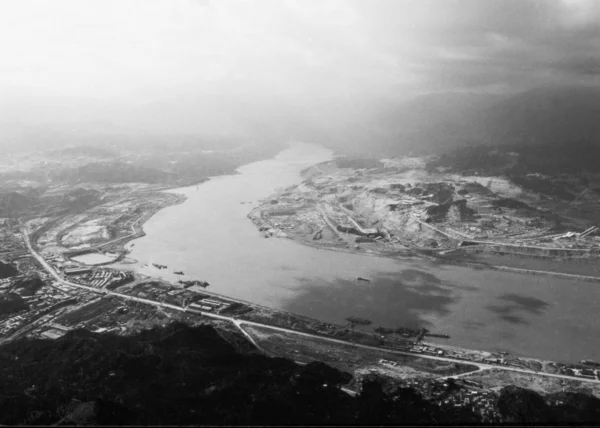 Zapora Trzech Wąwoz Jest Konstruowana Nad Brzegiem Rzeki Jangcy Rzeka — Zdjęcie stockowe