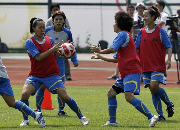 Membres Équipe Olympique Japonaise Soccer Féminin Lors Une Séance Entraînement — Photo